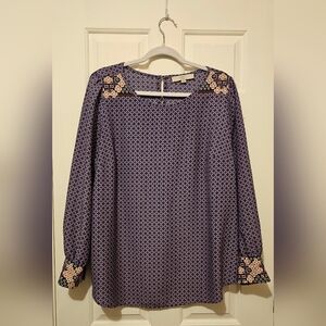 LOFT Plus 16 Geometric Floral Detail Blouse